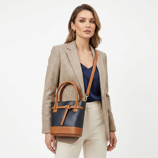 Borsa Bucky di medie dimensioni in vera pelle by Stile Donna Bags