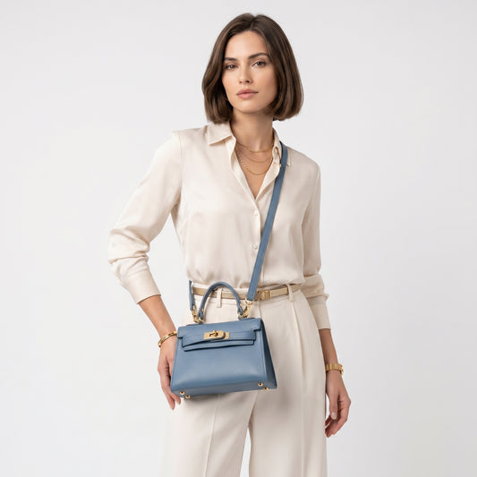 Mini Borsa In Vera Pelle Con Tracolla Regolabile Chiusura Rotante by Stile Donna Bags
