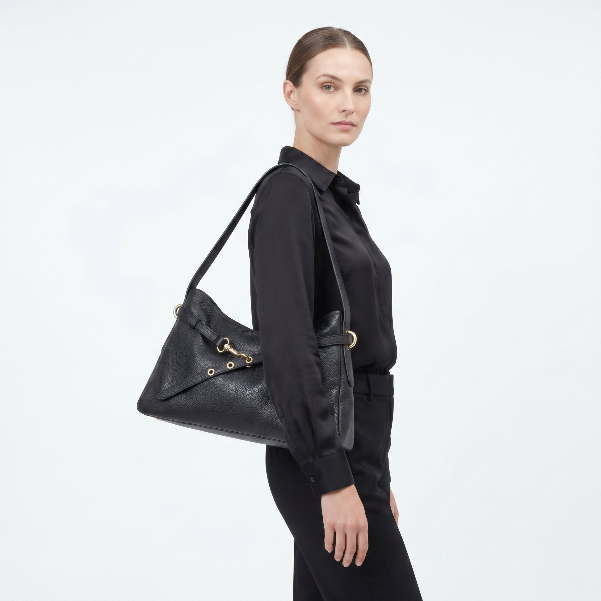 Allicia Borsa a Tracolla in Vera Pelle con Chiusura Cerni… | Dettaglio esterno | vera pelle | Rosa