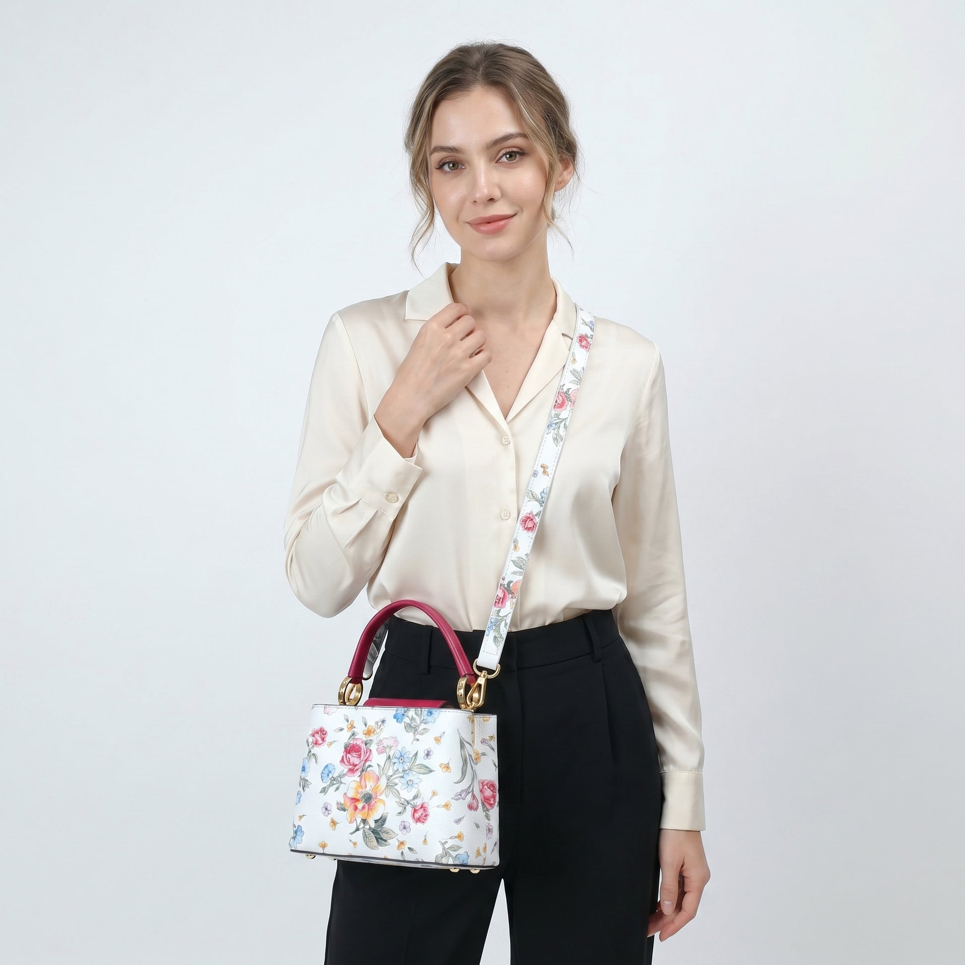 Borsa a Tracolla Rimovibile in Vera Pelle per Donne | Vista aggiuntiva 11 | vera pelle | Rosa