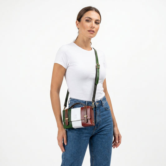 Made in Italy Mini Borsa Brick in Vera Pelle Con Chiusura Magnetica Per Donne by Stile Donna Bags