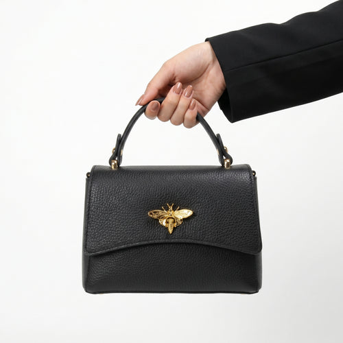 Borsa a Farfalla Mini Vera Pelle | Dettaglio manico | vera pelle | Bianco