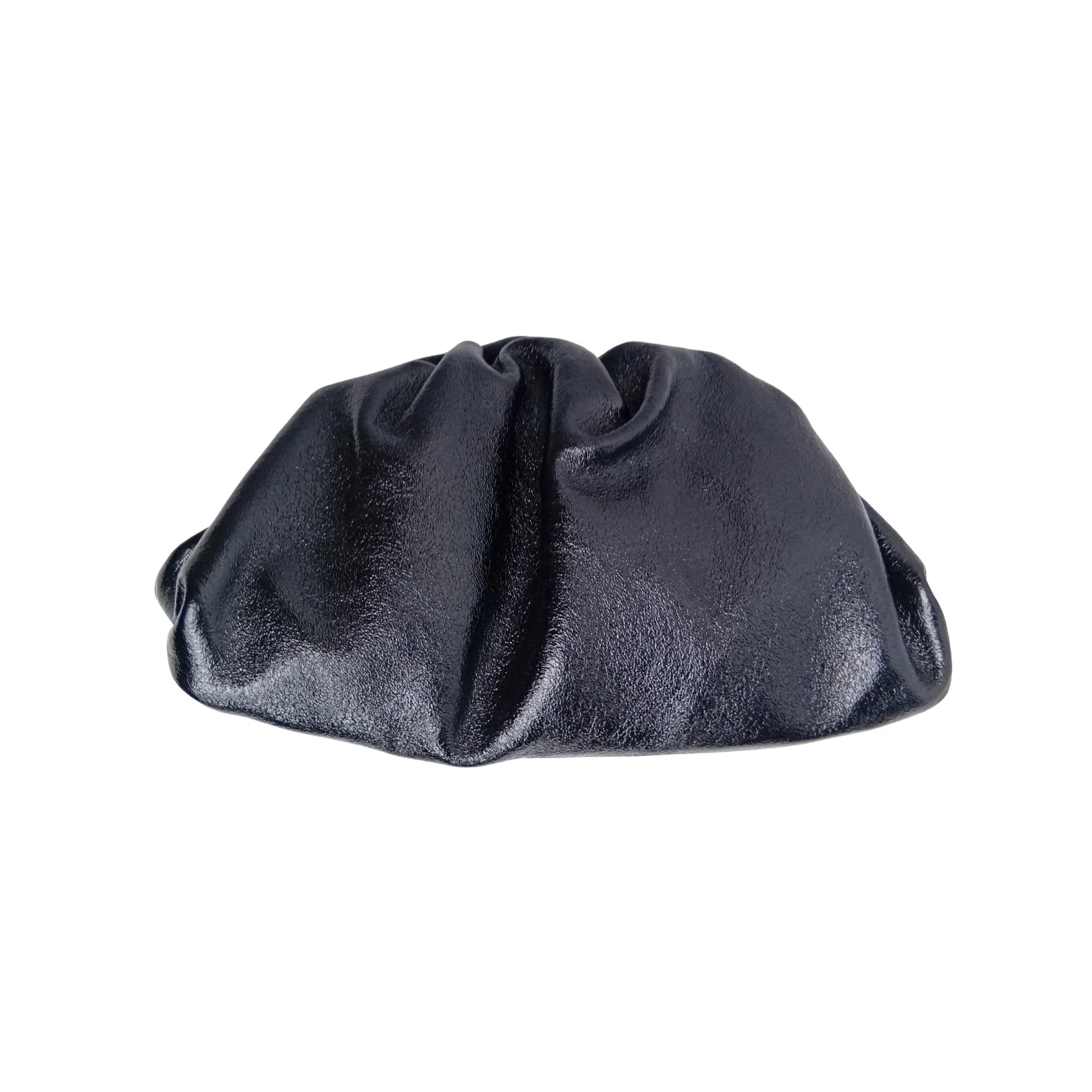 Metallic silver ruched clutch bag with gold chain MS-8799