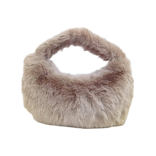 Mini Hobo In Pelliccia Sintetica Con Fodera Microfibra | Interno e tasche | pelliccia sintetica | Beige
