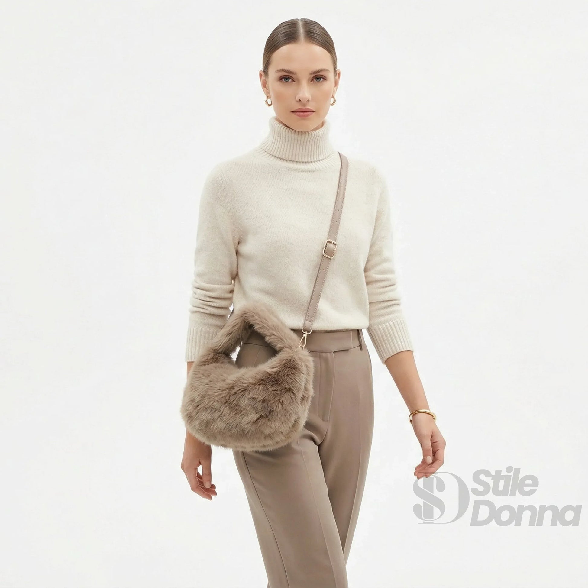 Mini Hobo In Pelliccia Sintetica Con Fodera Microfibra | Vista aggiuntiva 12 | pelliccia sintetica | Beige