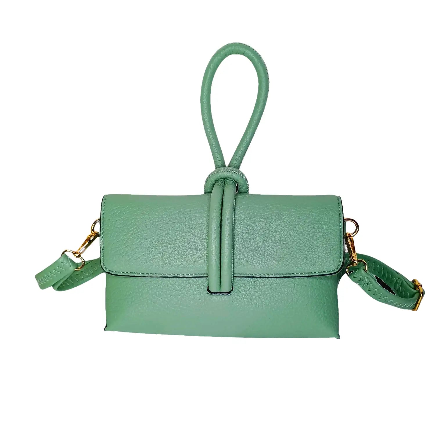 Mint Green Leather Clutch Bag - MS-9642 - Stile Donna Bags