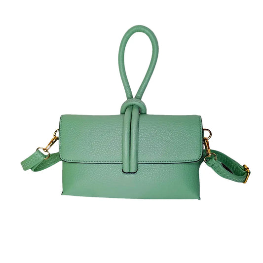Mint Green Leather Clutch Bag - MS-9642 - Stile Donna Bags
