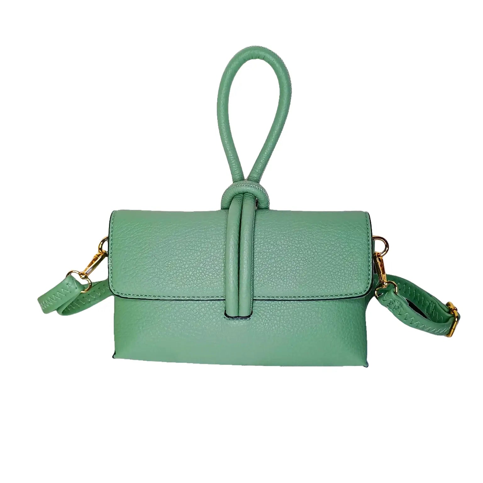 Mint Green Leather Clutch Bag - MS-9642 - Stile Donna Bags