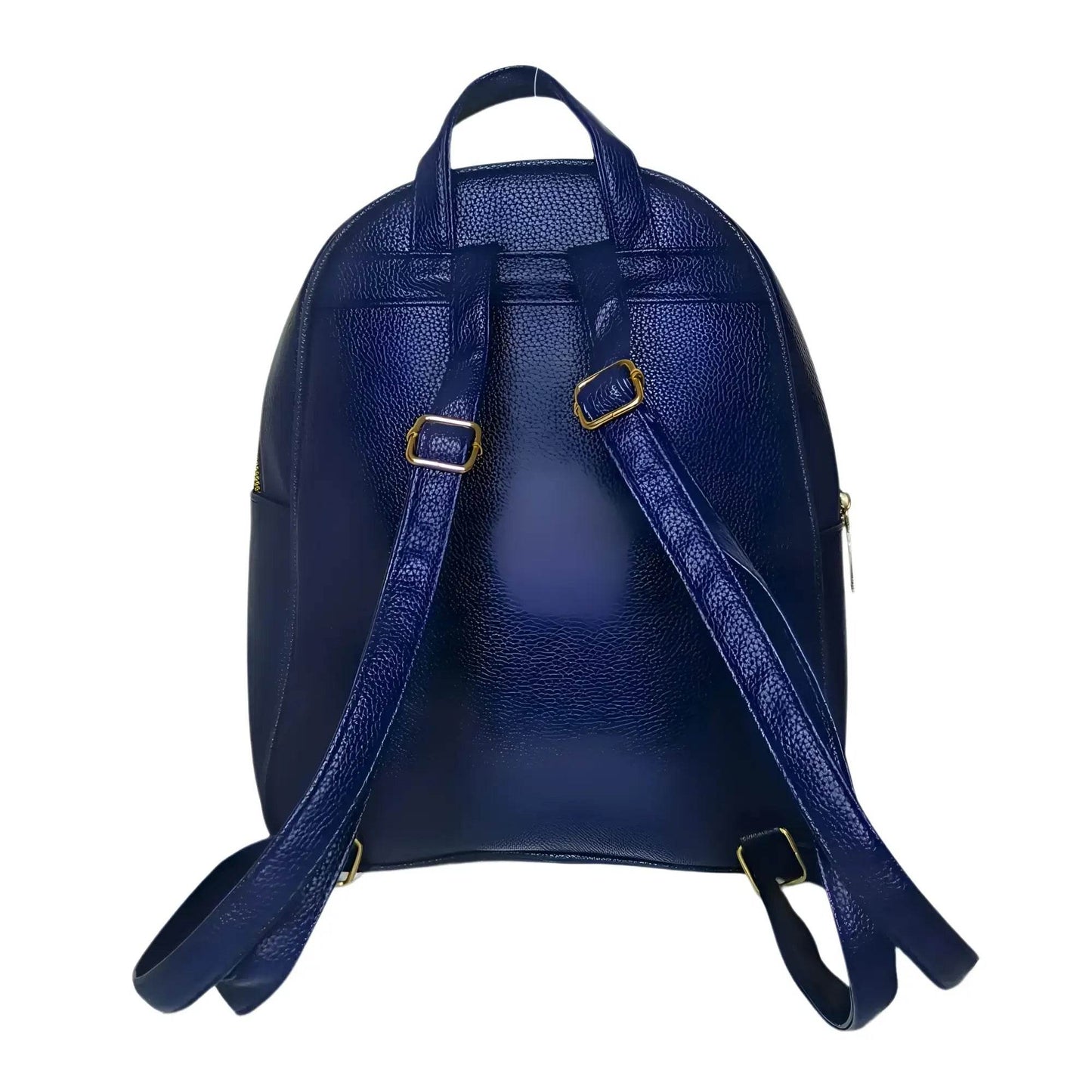 Navy Blue Leather Mini Backpack for Women with Gold Zipper - Stile Donna Bags