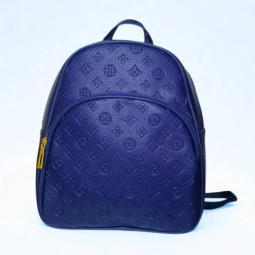 Navy Blue Leather Mini Backpack - MS-7254 - Stile Donna Bags