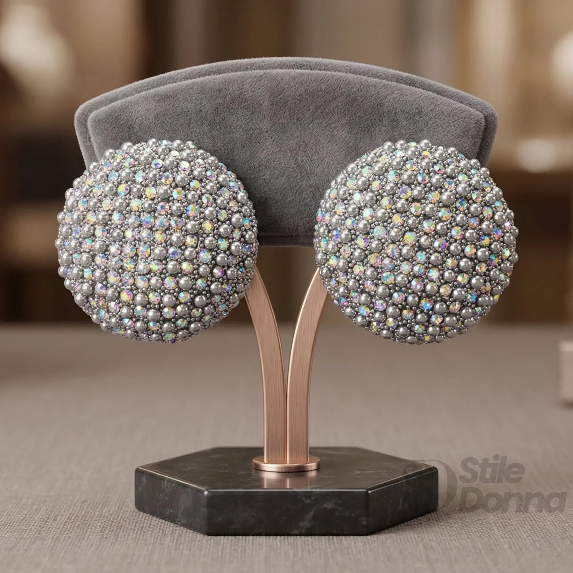 orecchini-a-perno-cupola-con-strass-argentati-stud-172 - Stile Donna Bags