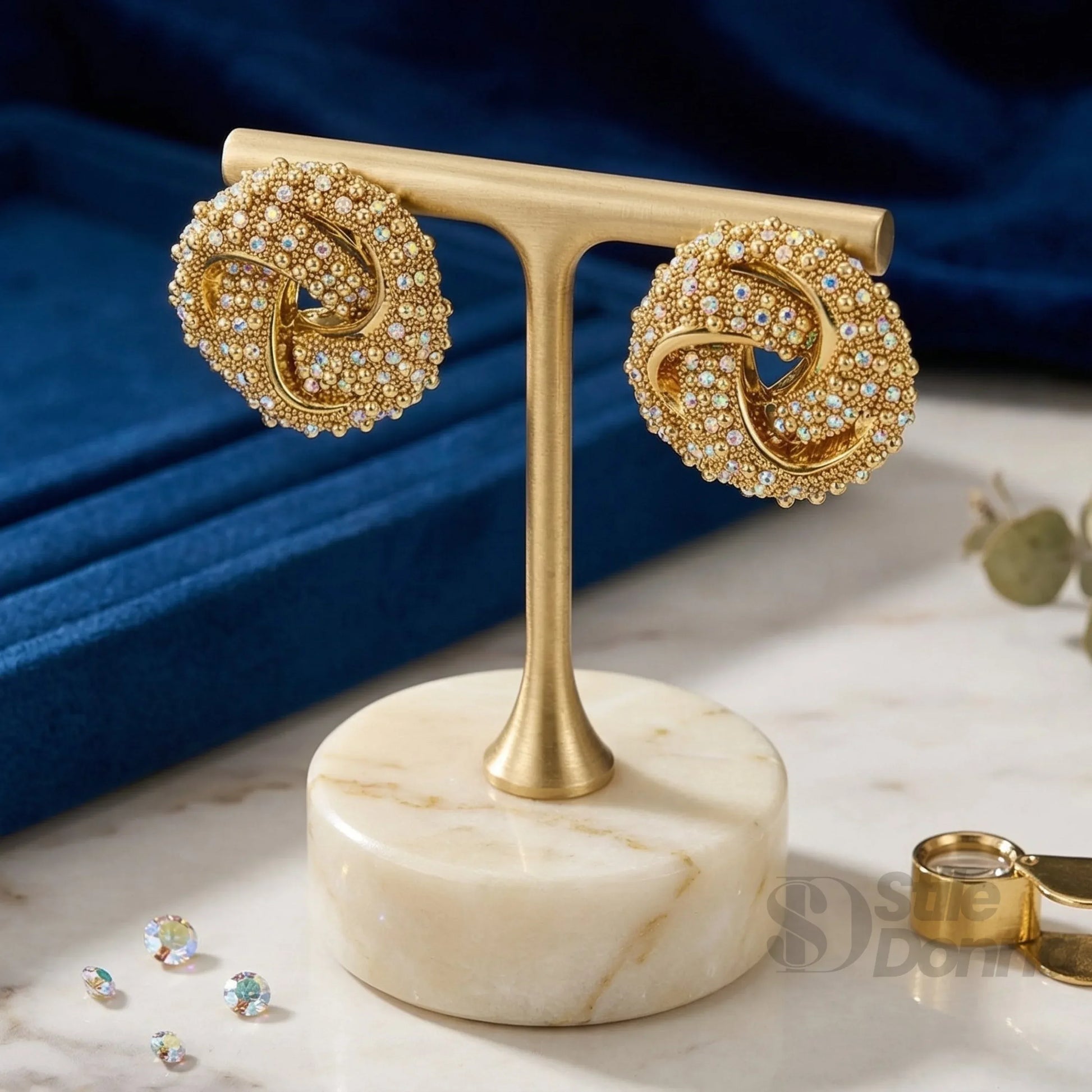 Orecchini Spilla Astratti Oro Vintage | Dettaglio esterno | Argento