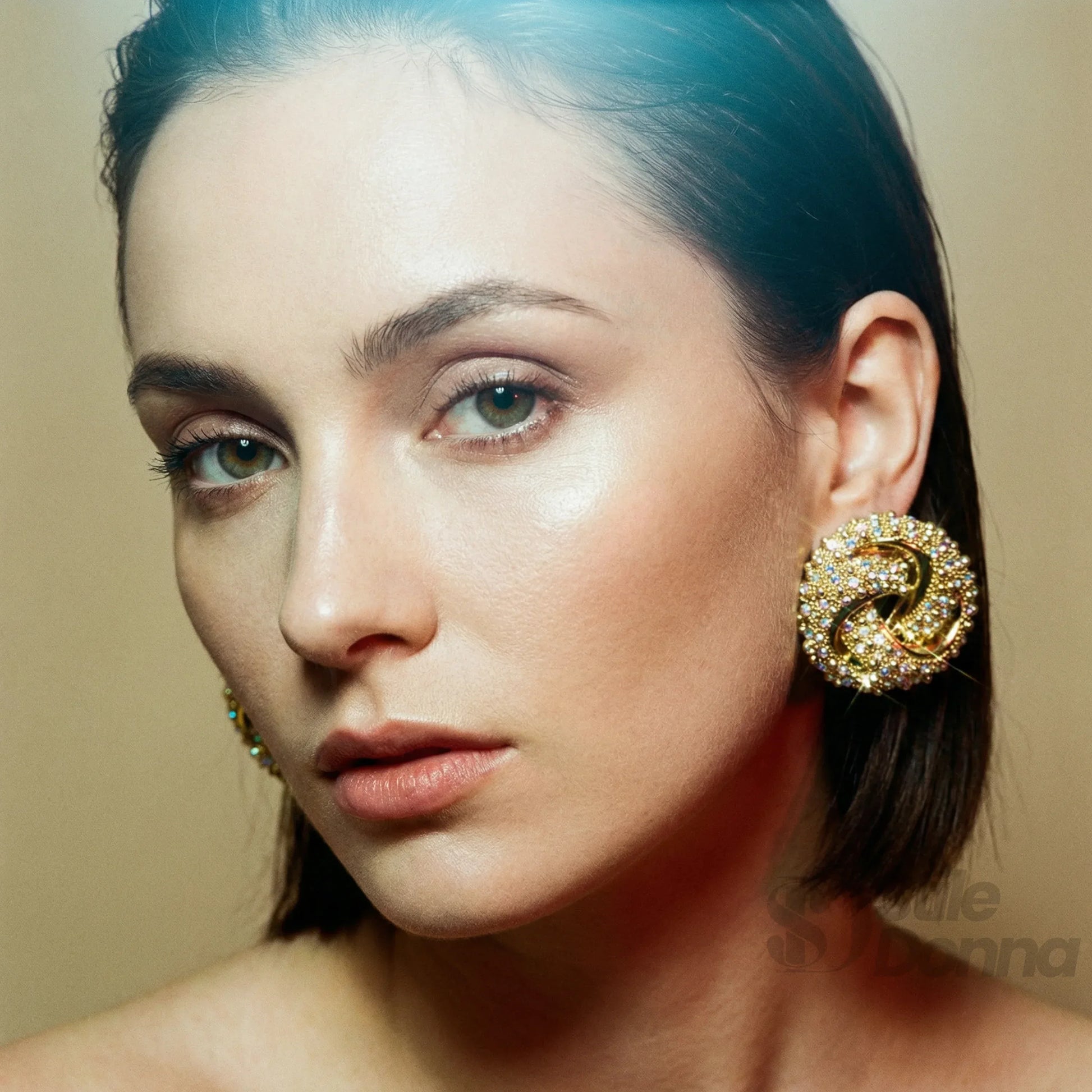 Orecchini Spilla Astratti Oro Vintage | Vista posteriore | Argento