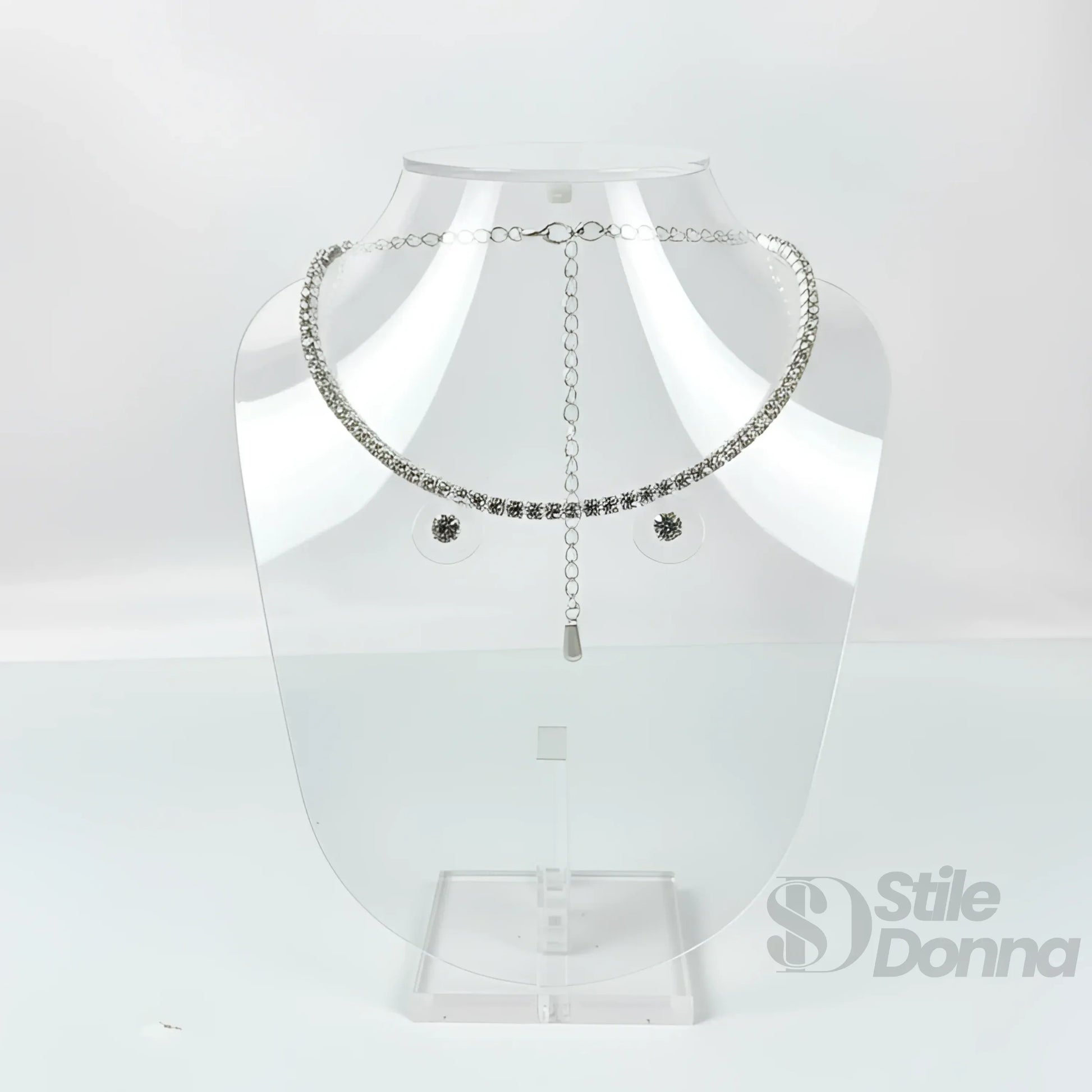 Parure Collana Oro Con Pietre Rotonde E Orecchini A Lobo … | Dettaglio esterno | Oro