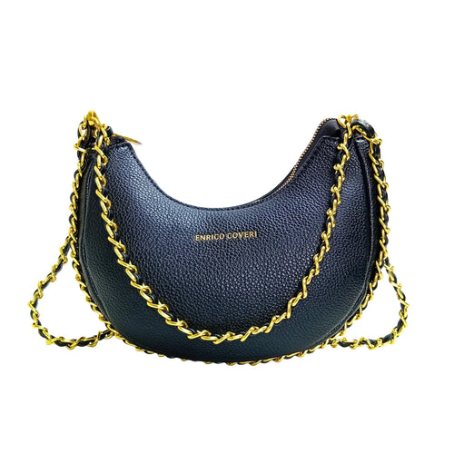 Pink Shoulder Bag with gold color chain strap MS-8824 - Stile Donna Bags