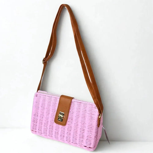 Pink Woven Shoulder Bag - MS-525 - Stile Donna Bags