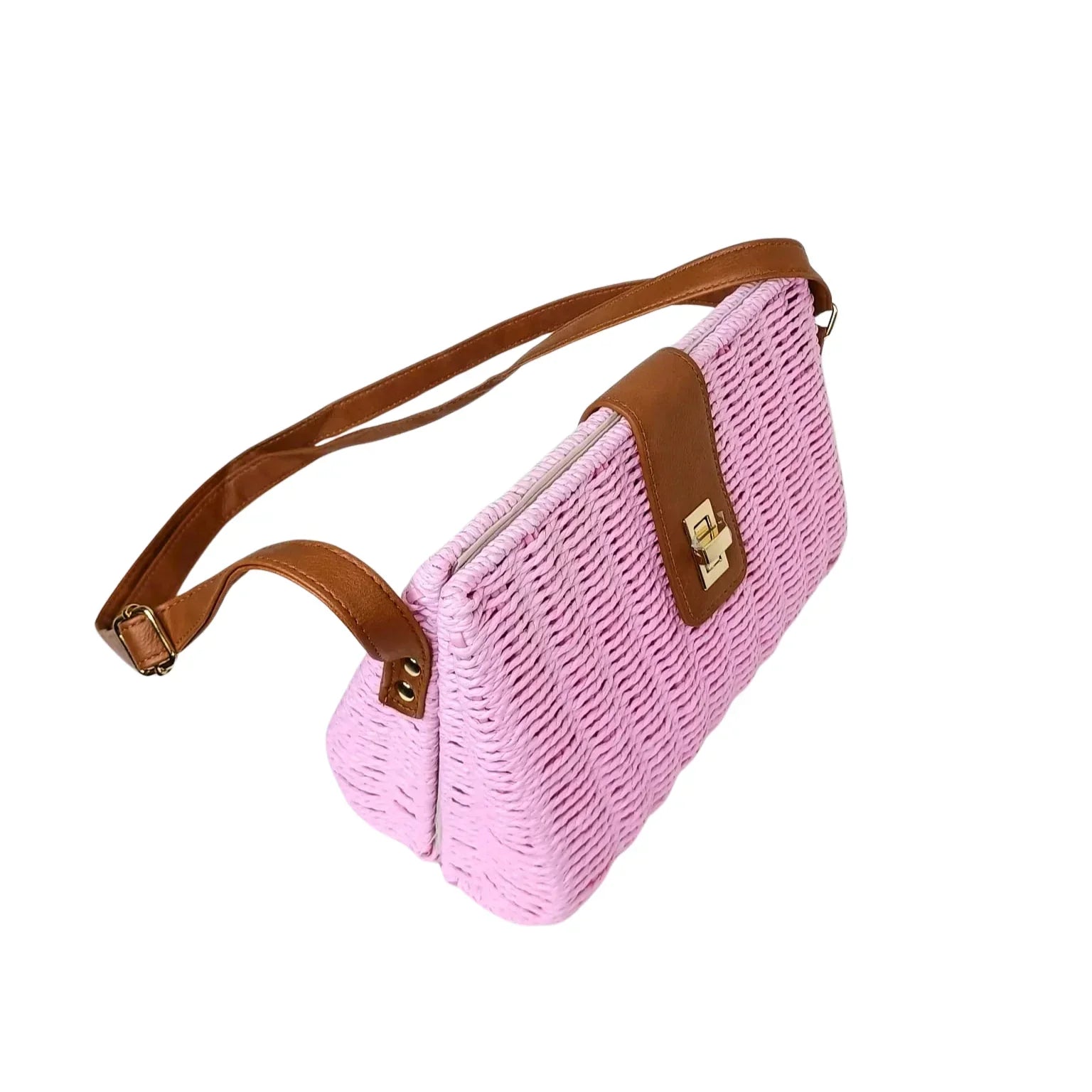 Pink Woven Shoulder Bag - MS-525 - Stile Donna Bags