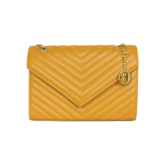 Pochette Giallo Senape Elegante Con Tracolla A Catena In … | Vista frontale | ecopelle | Giallo