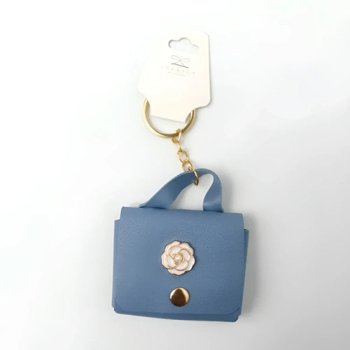 Portachiavi Mini Portamonete In Ecopelle Floreale Con Cha… | Dettaglio esterno | Beige