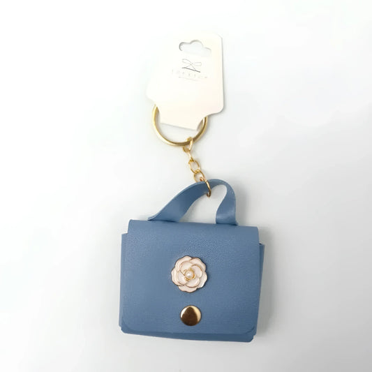 Portachiavi Mini Portamonete In Ecopelle Floreale Con Cha… | Dettaglio esterno | Beige