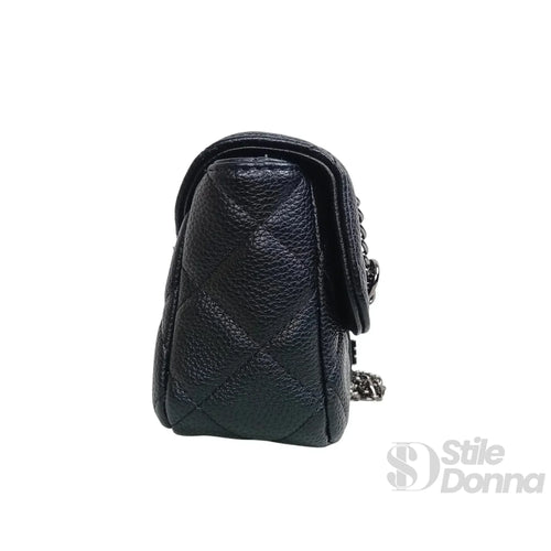 Pouch Clutch Ecopelle Con Catena Argento, Borsa Piccola P… | Close-up chiusura | ecopelle | Nero