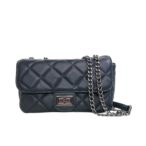 Pouch Clutch Ecopelle Con Catena Argento, Borsa Piccola P… | Dettaglio esterno | ecopelle | Nero