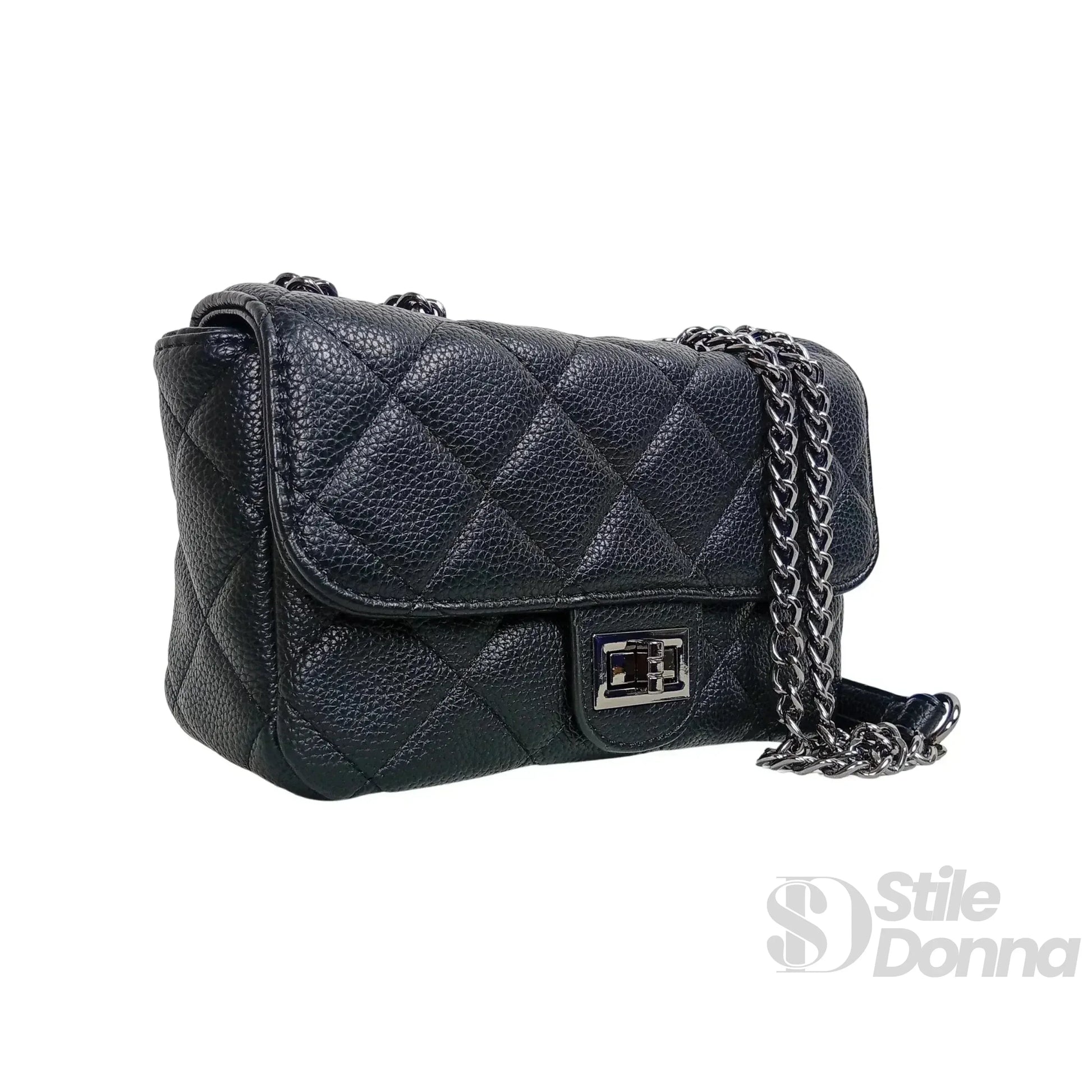 Pouch Clutch Ecopelle Con Catena Argento, Borsa Piccola P… | Vista posteriore | ecopelle | Nero