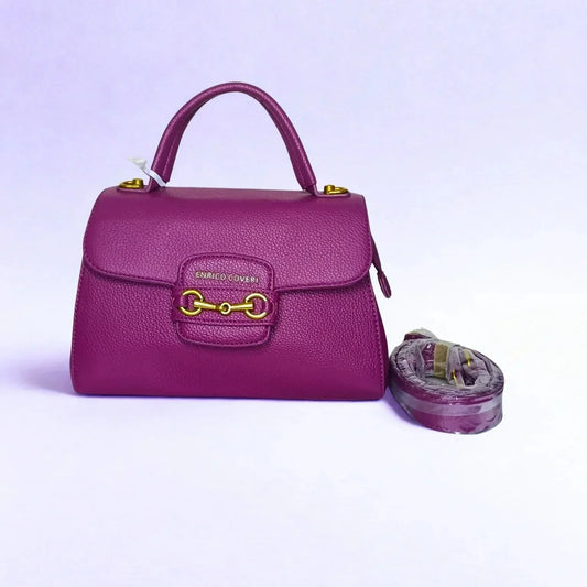 Purple Leather Satchel Bag - MS-0430 - Stile Donna Bags