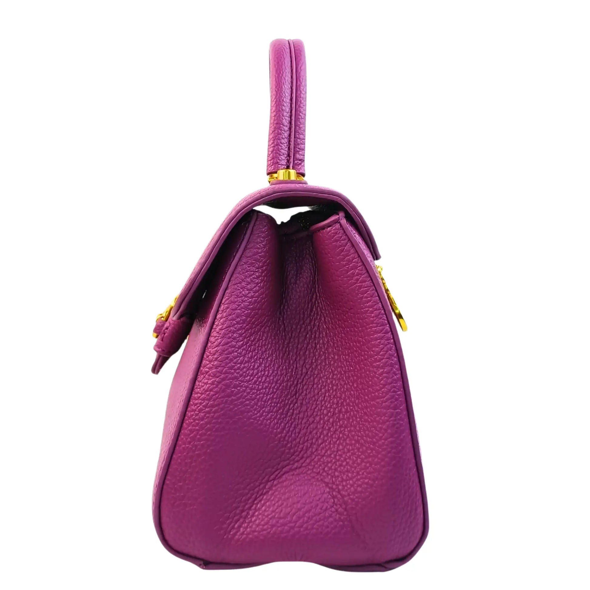 Purple Leather Satchel Bag - with removable shoulder strap - Stile Donna Bags