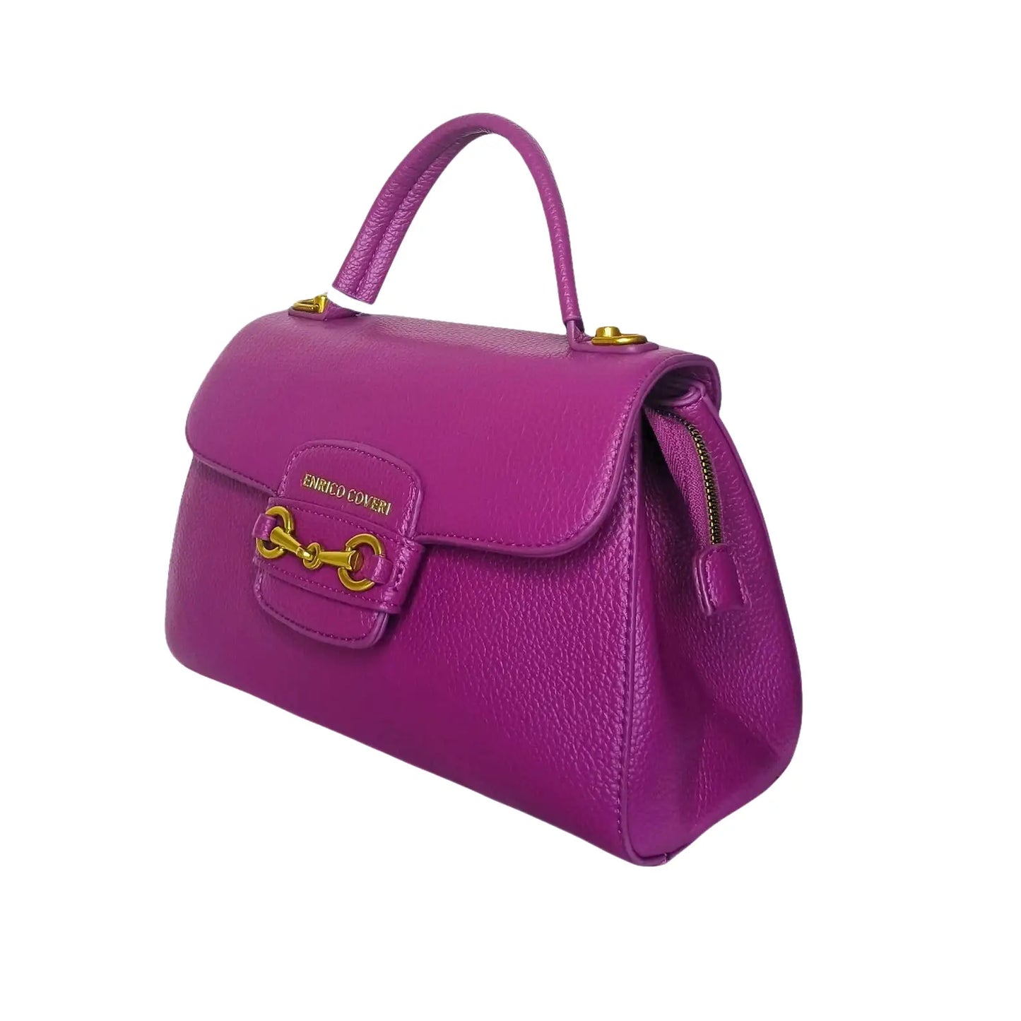 Purple Leather Satchel Bag - with removable shoulder strap - Stile Donna Bags