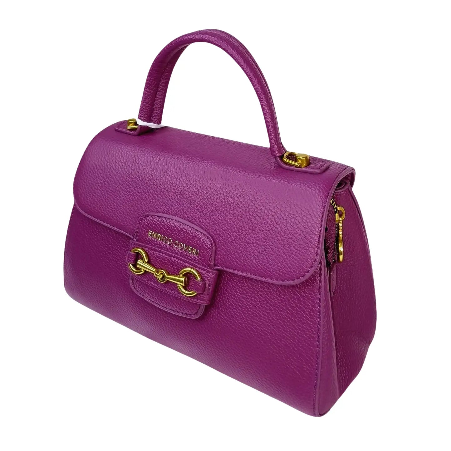 Purple Leather Satchel Bag - with removable shoulder strap - Stile Donna Bags