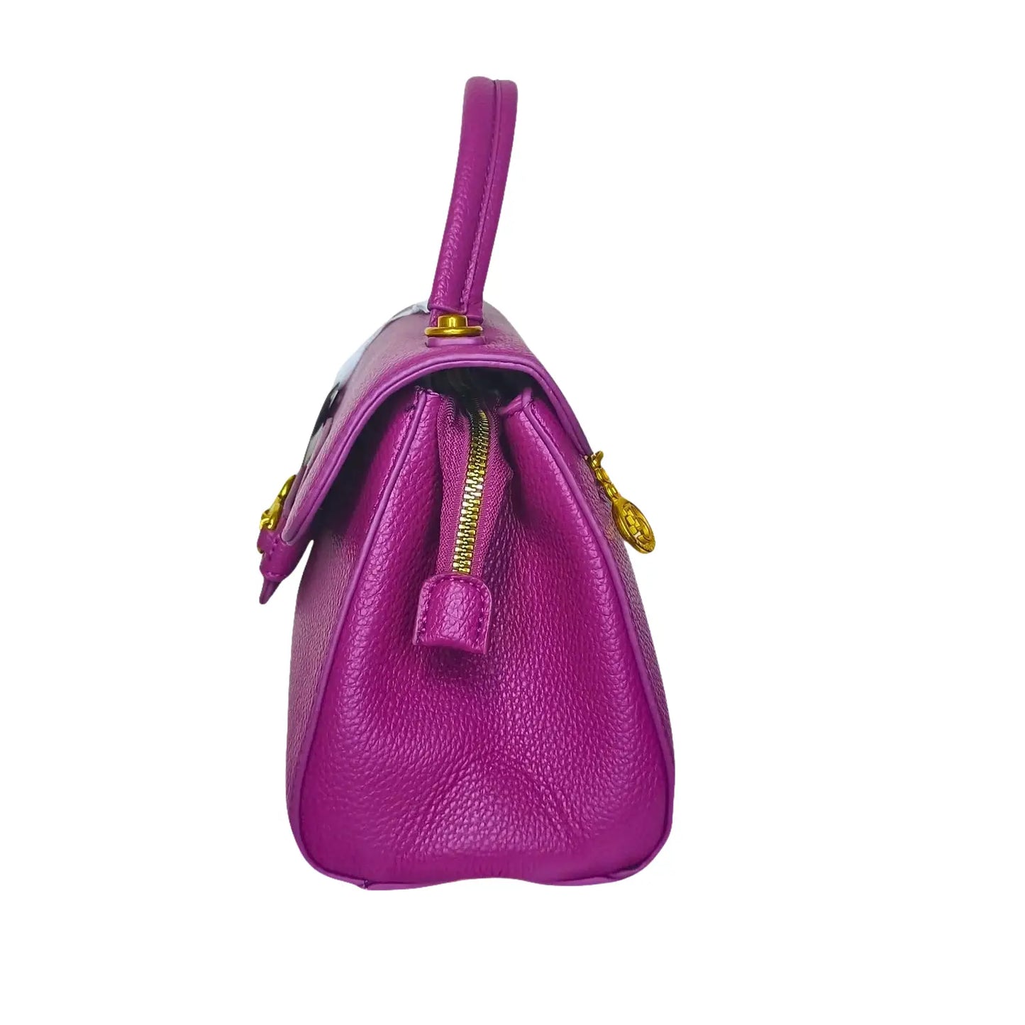 Purple Leather Satchel Bag - with removable shoulder strap - Stile Donna Bags