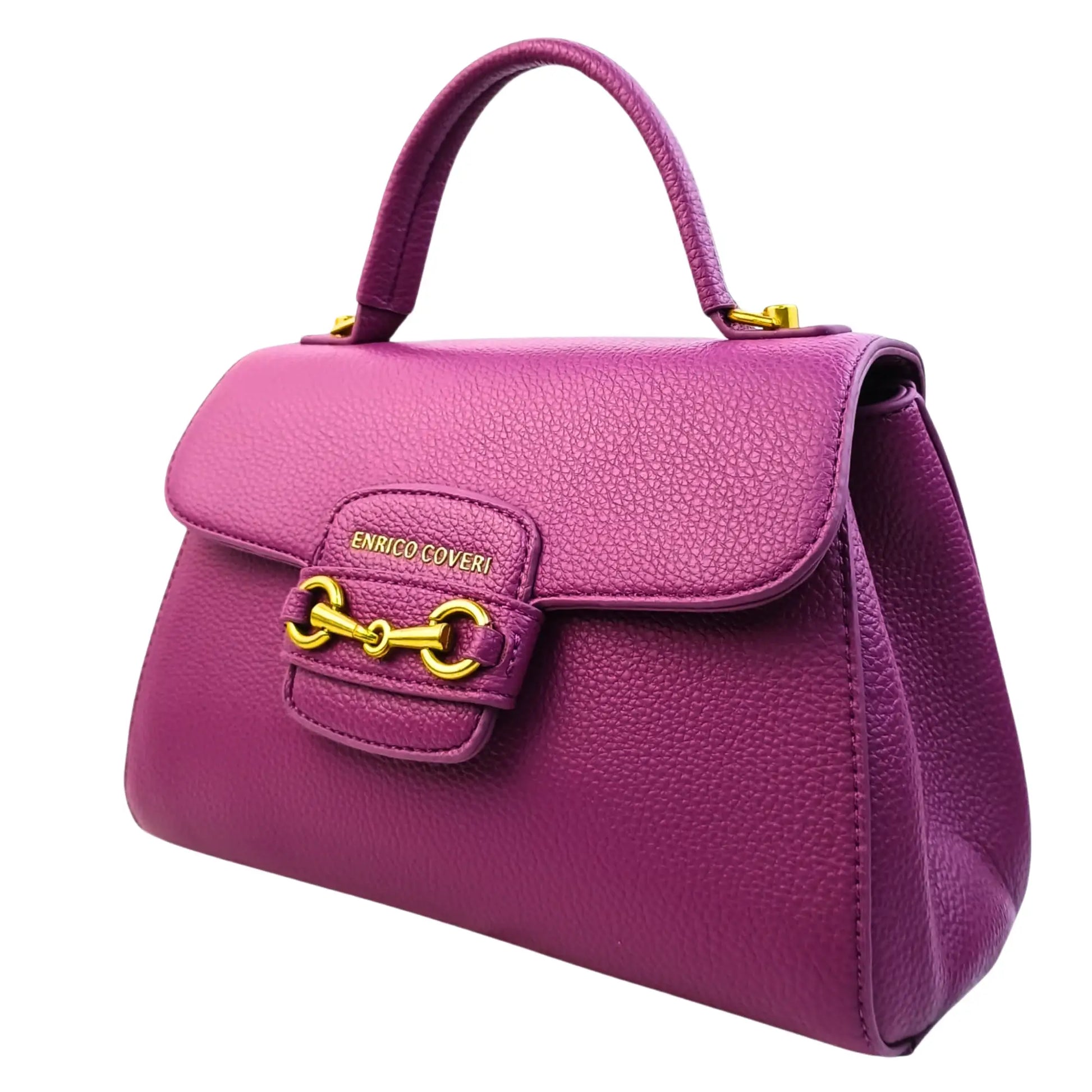 Purple Leather Satchel Bag - with removable shoulder strap - Stile Donna Bags