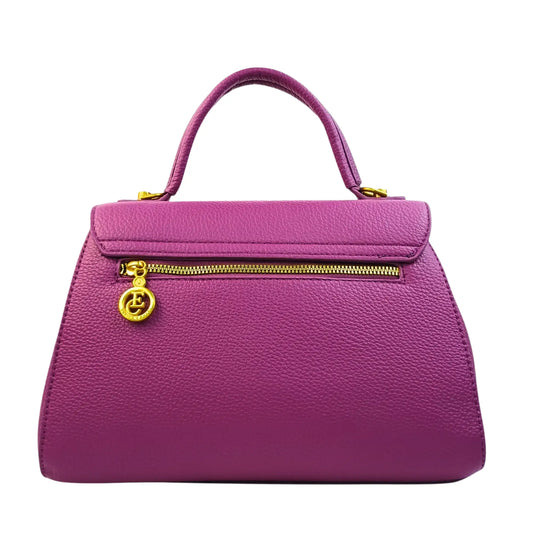 Purple Leather Satchel Bag - with removable shoulder strap - Stile Donna Bags
