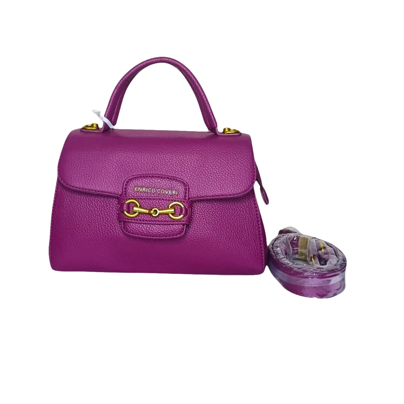 Purple Leather Satchel Bag - with removable shoulder strap - Stile Donna Bags
