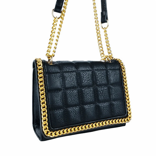 Quilted Black Faux Leather Crossbody - Bag MS-8891 - Stile Donna Bags