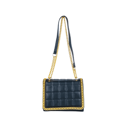 Quilted Black Faux Leather Crossbody Bag with Gold Chain Handle - Stile Donna Bags