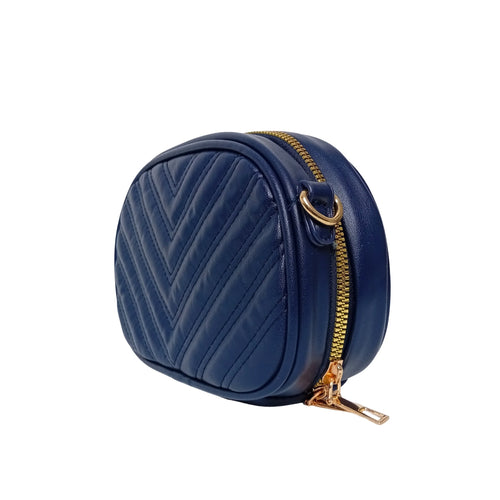 Quilted oval crossbody bag - V-stitched pattern MS-5941 - Crossbody