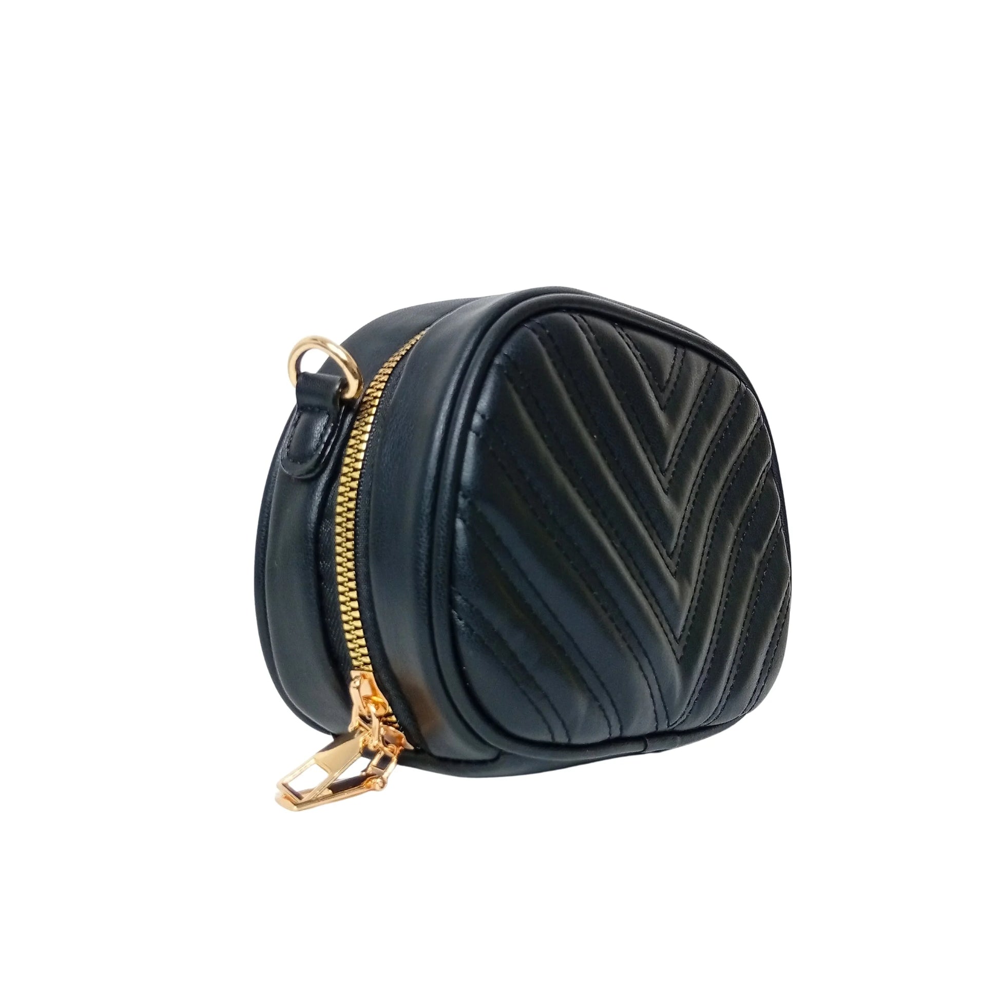 Quilted oval crossbody bag - V-stitched pattern MS-5941 - Crossbody