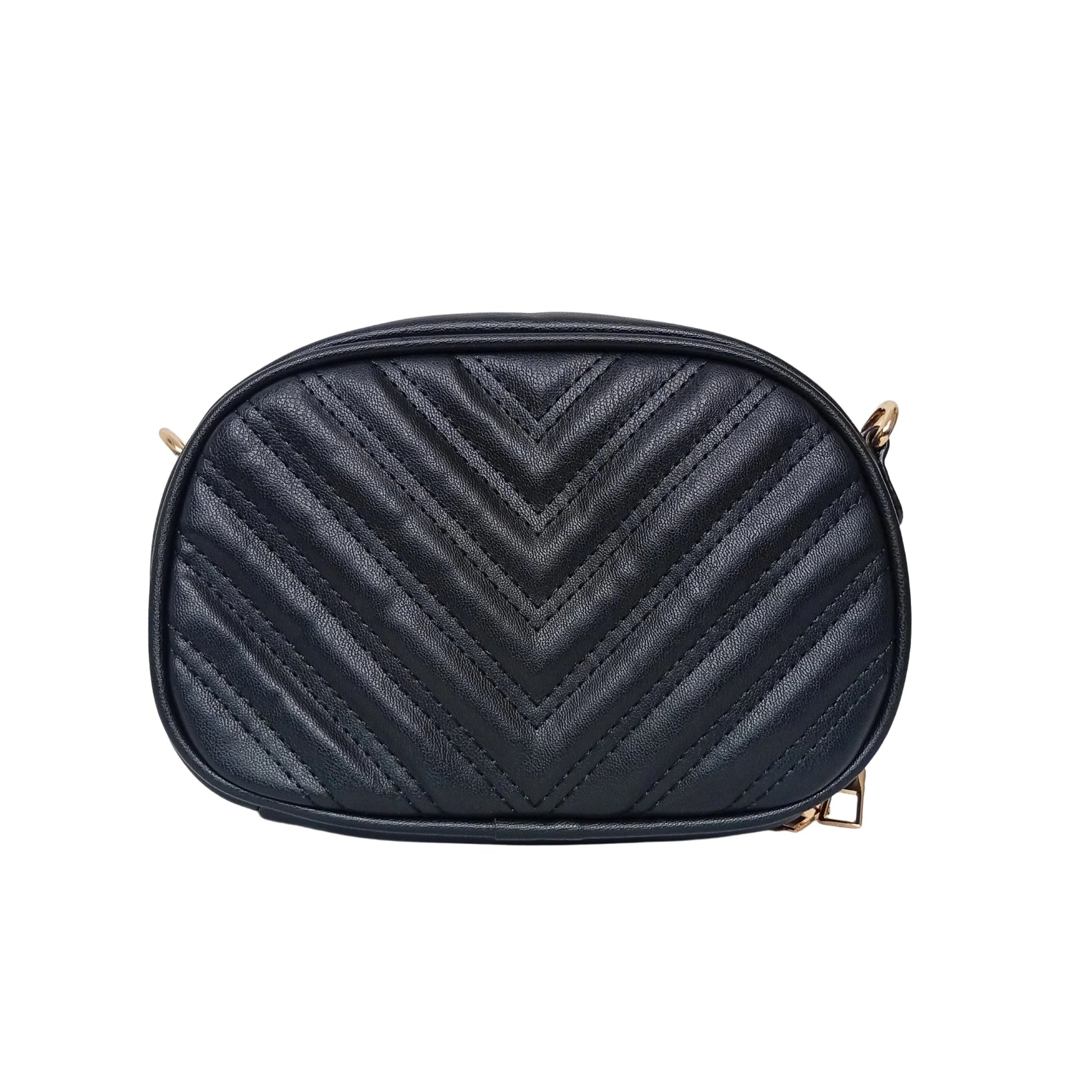 Quilted oval crossbody bag - V-stitched pattern MS-5941 - Crossbody