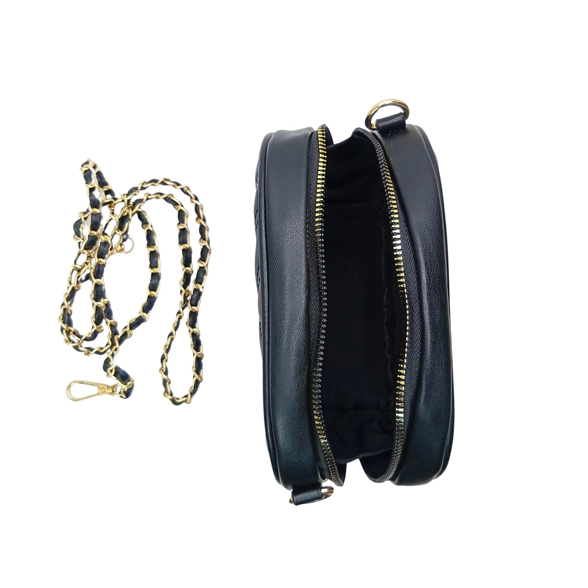 Quilted oval crossbody bag - V-stitched pattern MS-5941 - Crossbody