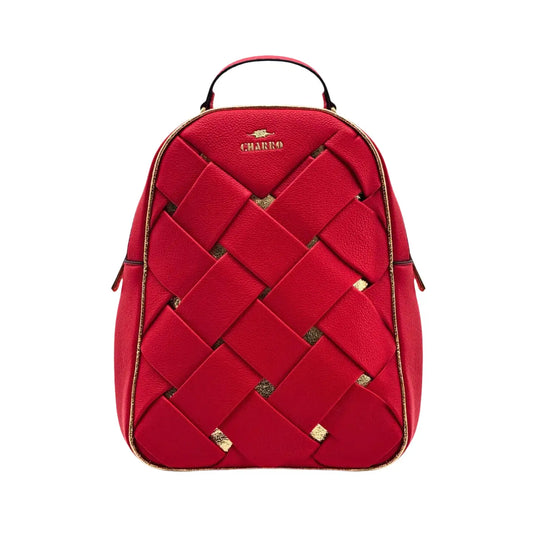 Red Faux Leather Backpack - MS-4567 - Stile Donna Bags