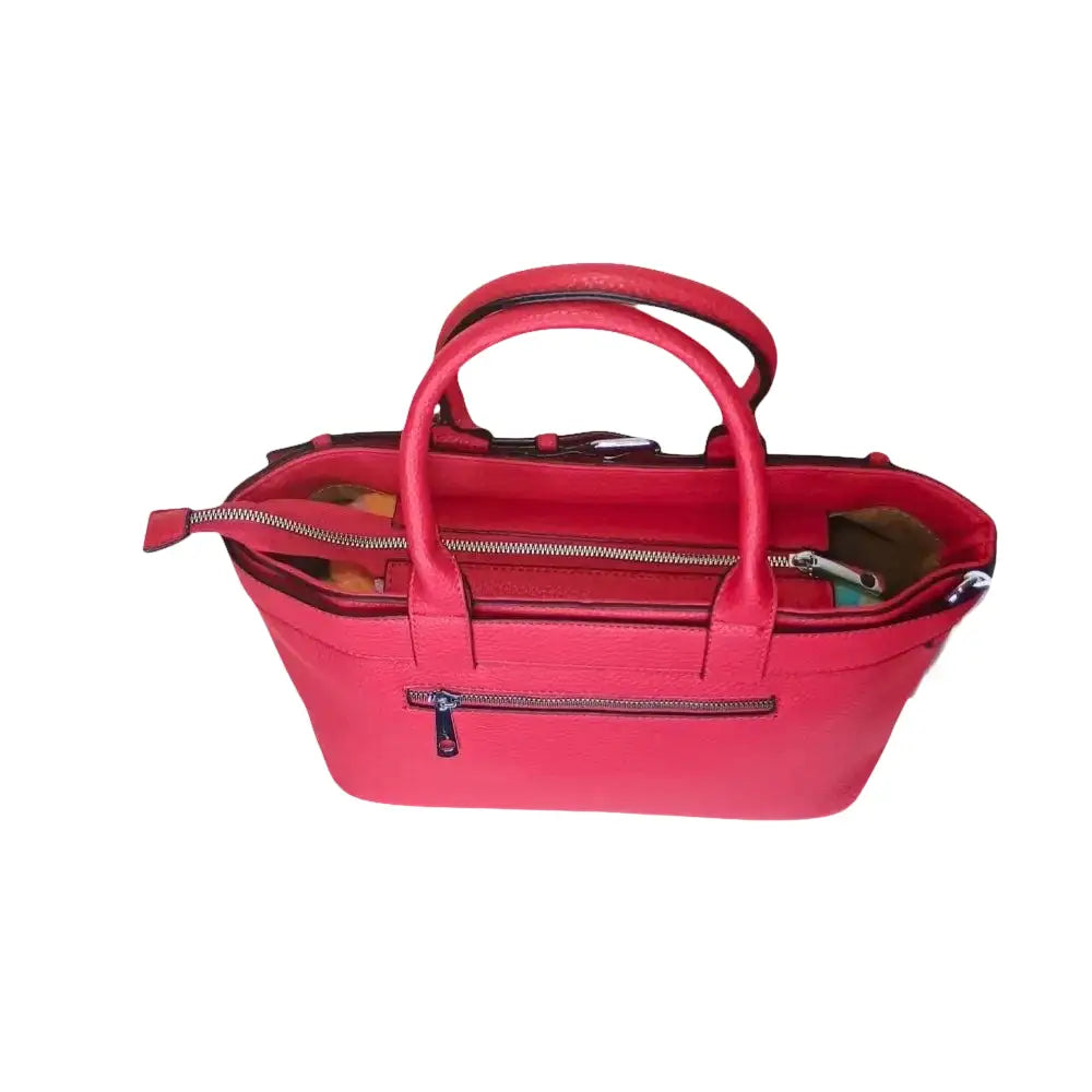 Red Leather Shopper Bag - MS-4740 - Stile Donna Bags