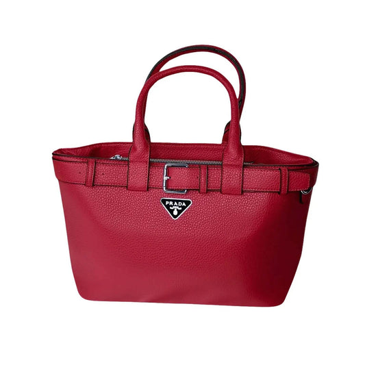 Red Leather Shopper Bag - MS-4740 - Stile Donna Bags