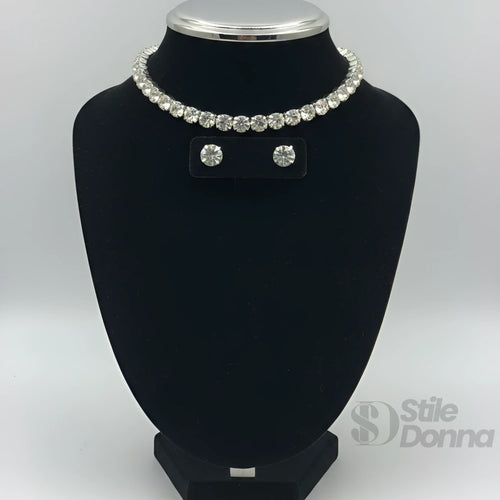 Set Collana Tennis Oro Con Orecchini A Lobo E Chiusura Cl… | Dettaglio esterno | Argento