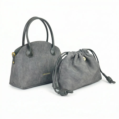 set-di-borse-enrico-coveri-in-suede-grigio-borsa-a-mano-pelle_202603281331 - Stile Donna Bags