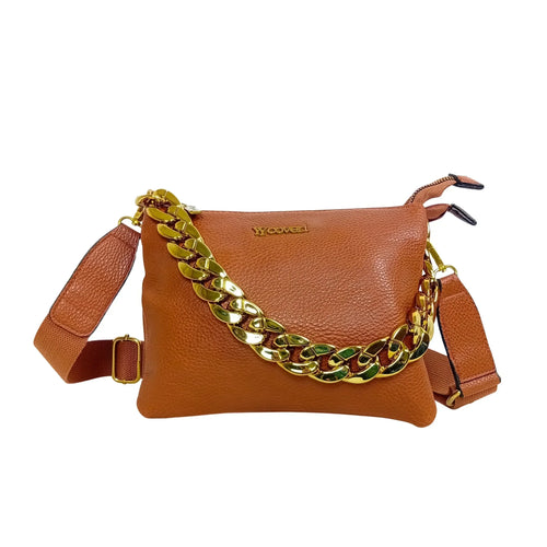Shoulder bag with a large gold-tone chain handle MS-7819 - Stile Donna Bags