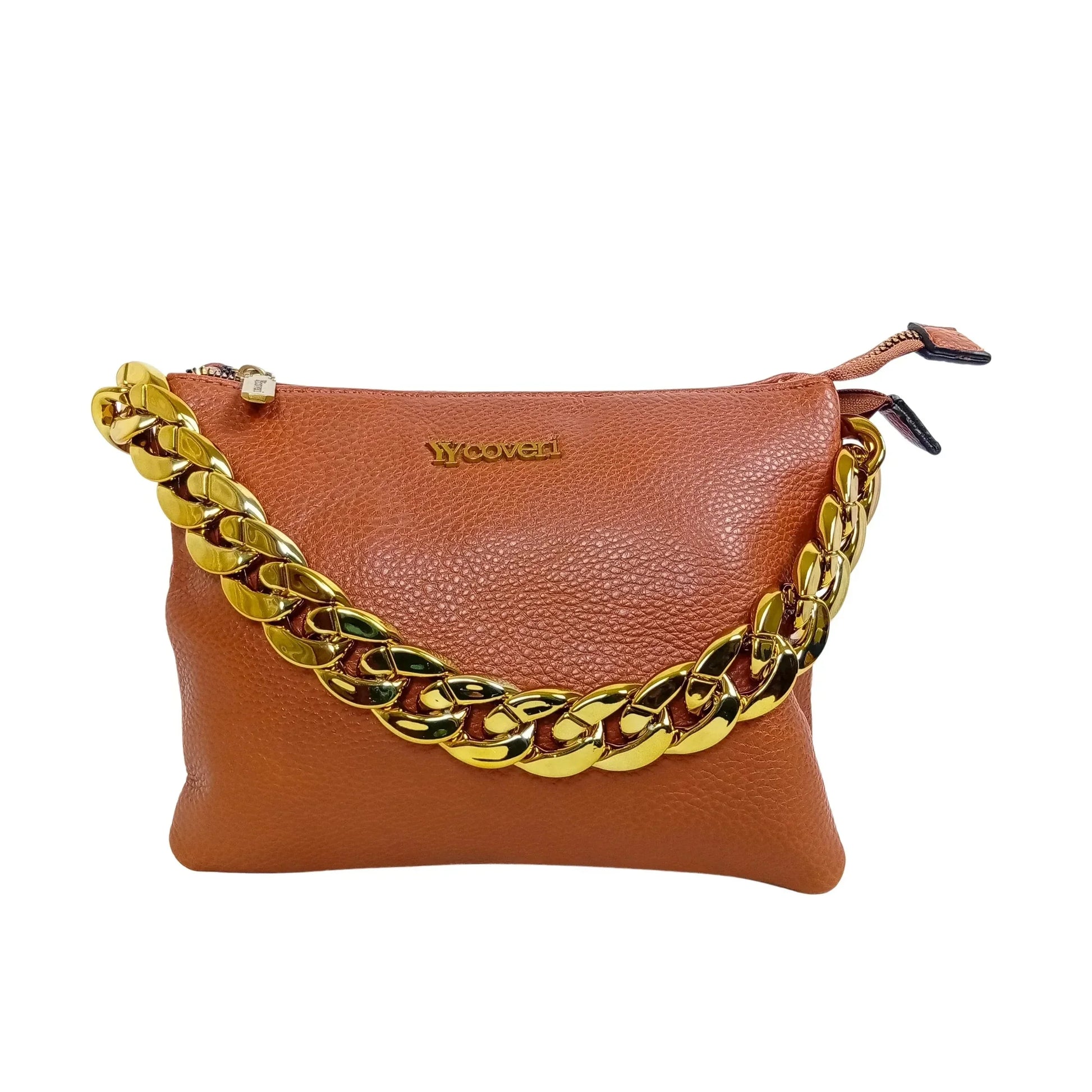 Shoulder bag with a large gold-tone chain handle MS-7819 - Stile Donna Bags