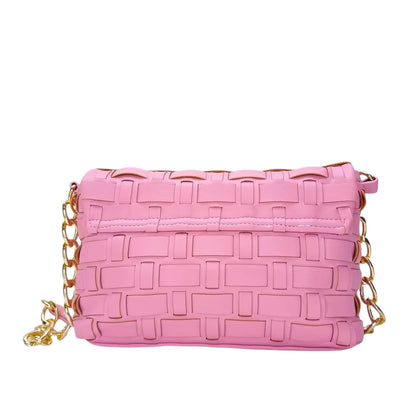 Silver Woven Bag with Chain Strap - MS-2087 - Stile Donna Bags