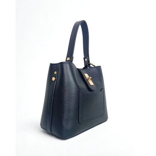 Structured top-handle bag with gold-tone hardware MS-2501 - Black - Handbag